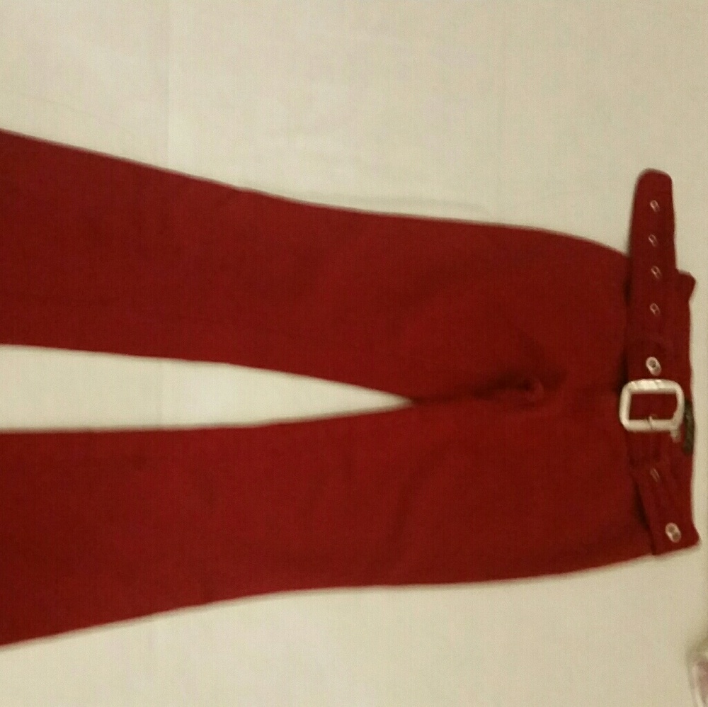 Red pants with belt